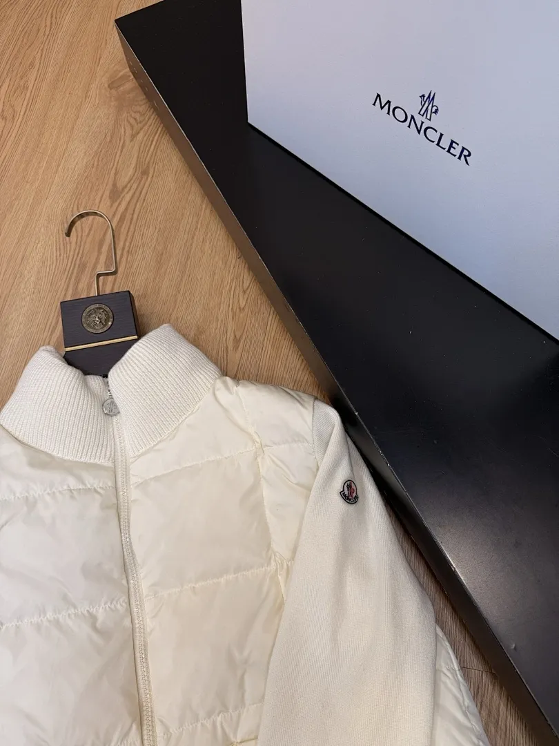 Square-Quilted Padded Wool Zip-Up Cardigan