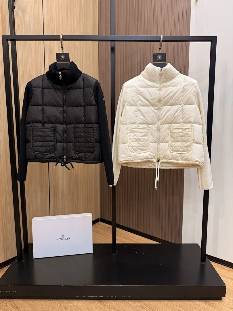 Square-Quilted Padded Wool Zip-Up Cardigan