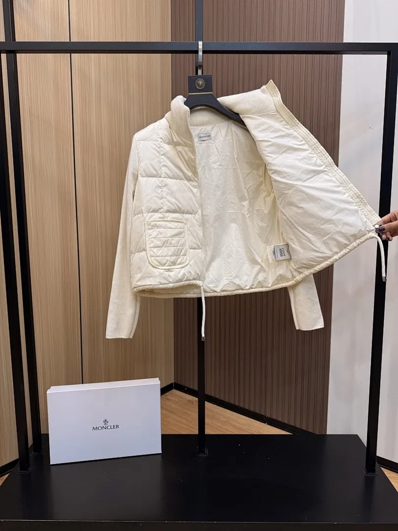 Square-Quilted Padded Wool Zip-Up Cardigan