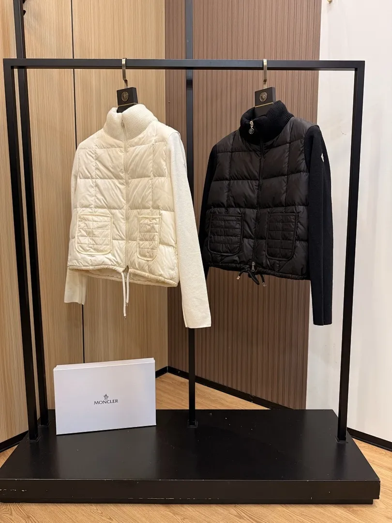 Square-Quilted Padded Wool Zip-Up Cardigan