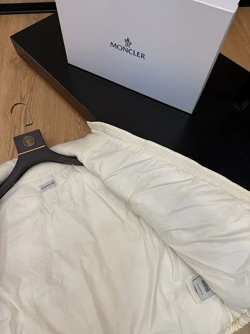 Square-Quilted Padded Wool Zip-Up Cardigan