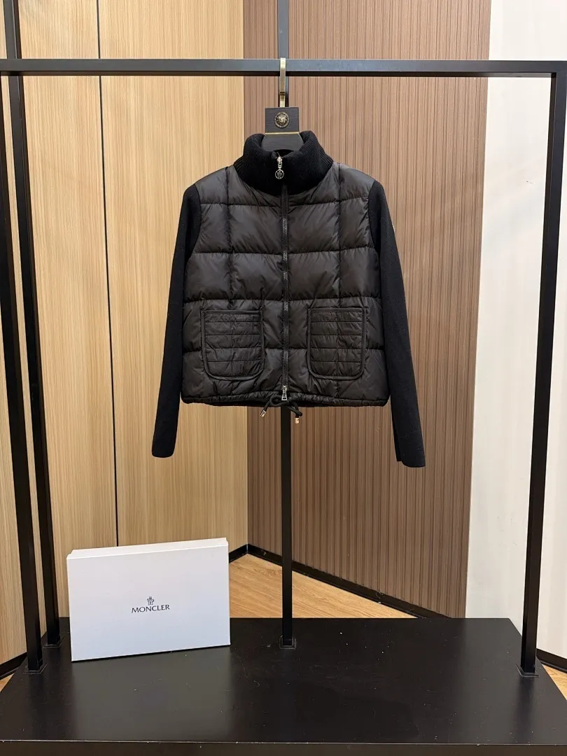 Square-Quilted Padded Wool Zip-Up Cardigan