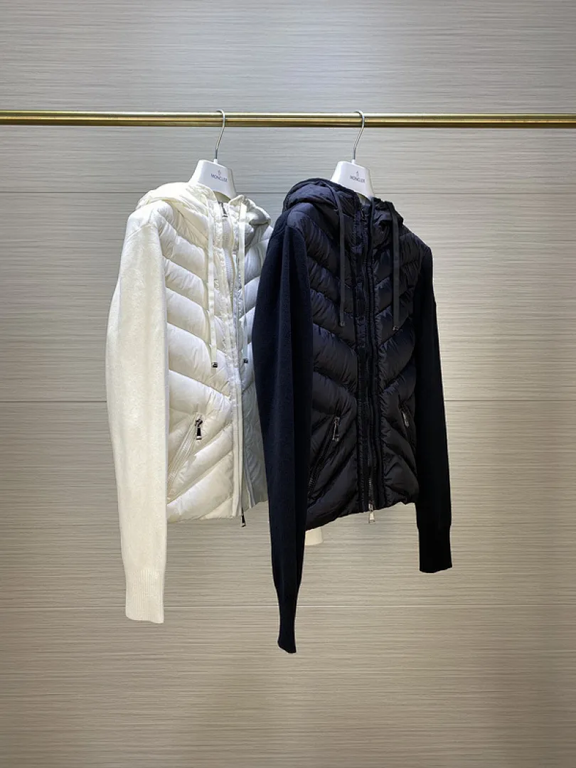 MMoncler Jacket 蒙口款女士针织拼接羽绒服开衫系列 连帽羽绒服外套