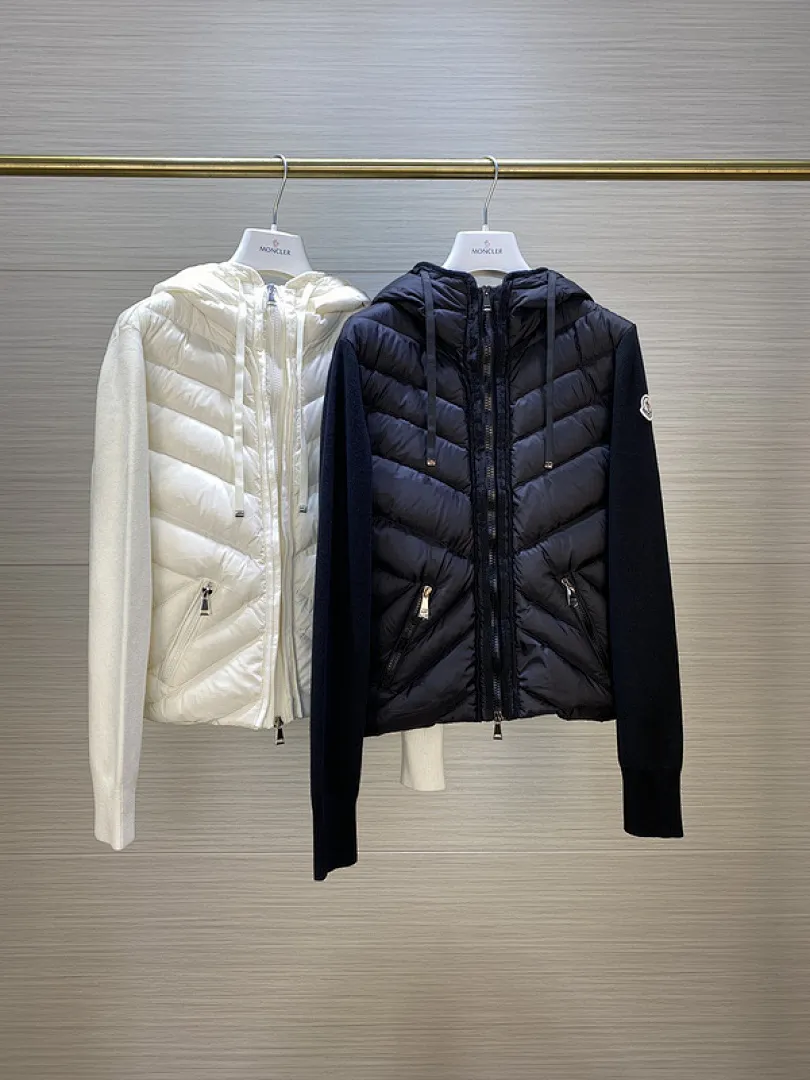 MMoncler Jacket 蒙口款女士针织拼接羽绒服开衫系列 连帽羽绒服外套