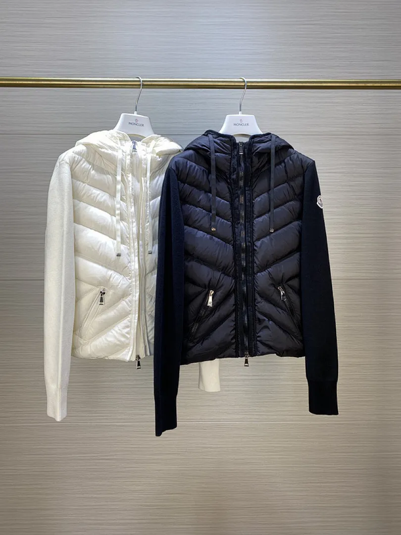 MMoncler Jacket 蒙口款女士针织拼接羽绒服开衫系列 连帽羽绒服外套