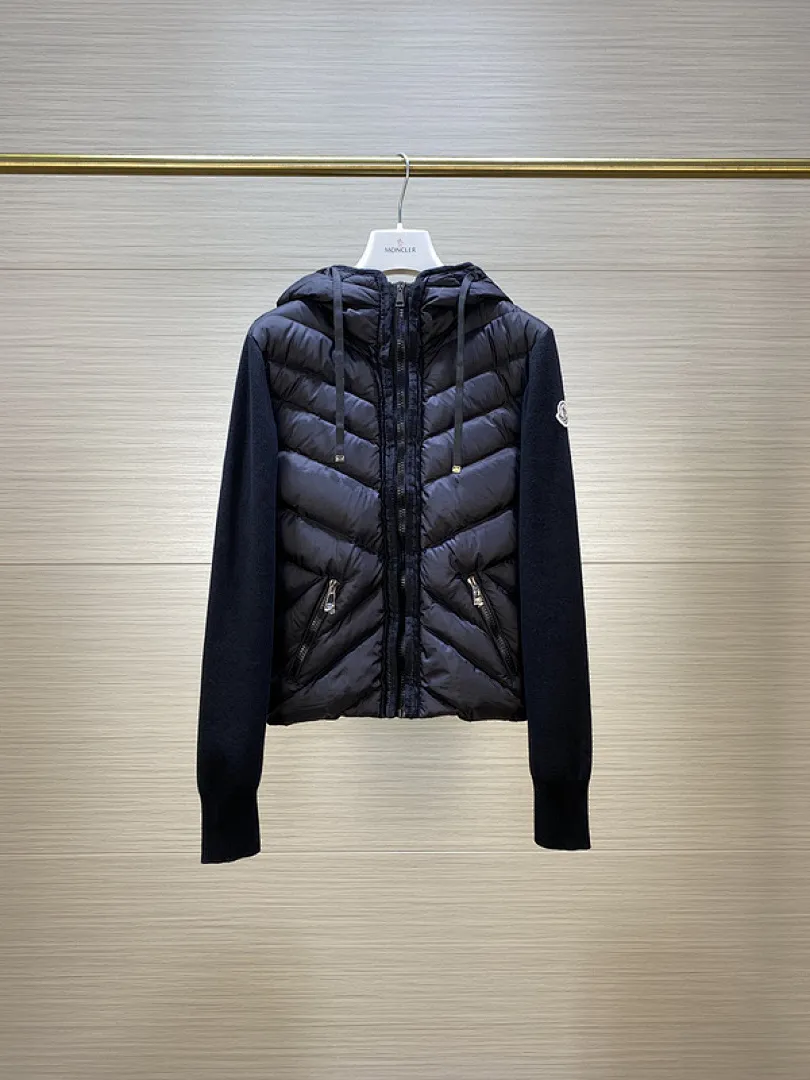 MMoncler Jacket 蒙口款女士针织拼接羽绒服开衫系列 连帽羽绒服外套